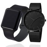 2PCS LED Digital Watch Men Mesh Ultra-fino relogio masculino